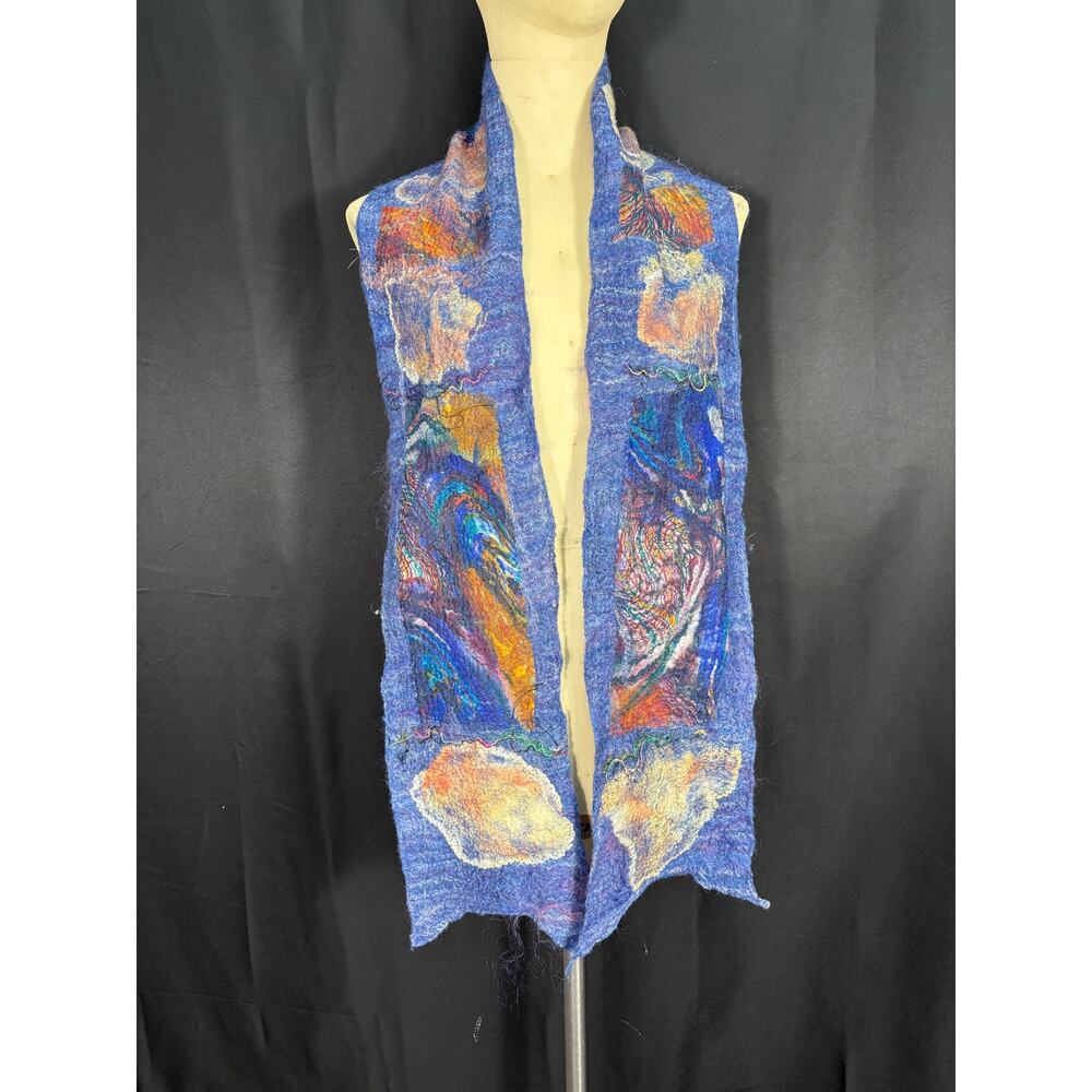 Nuno Felted Blue Artisan Soft Scarf, One of a Kind Accessory